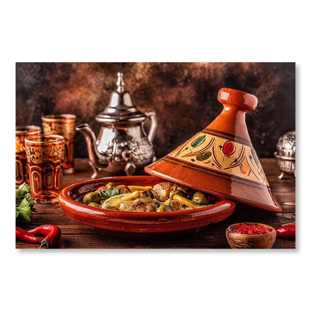 Tableau Moderne pas cher DST0066 - Tajine de Poulet Traditionnel Marocain au Poulet et Olives - Tableau déco pour cuisine ou salon