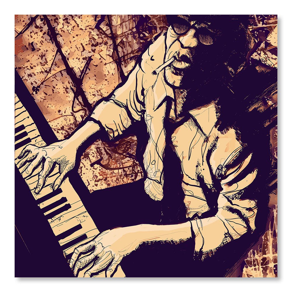 Tableau Moderne pas cher DST0198 - Illustration pianiste Jazz - Tableau déco Vintage Rétro