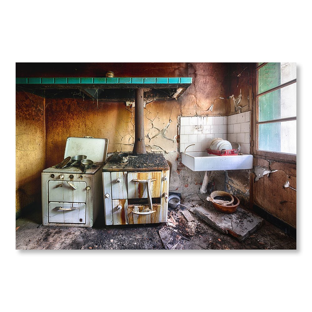Tableau Moderne pas cher SBL0057 - Cauchemar en Cuisine Maison abandonnée en France - Tableau déco Décadence Grunge