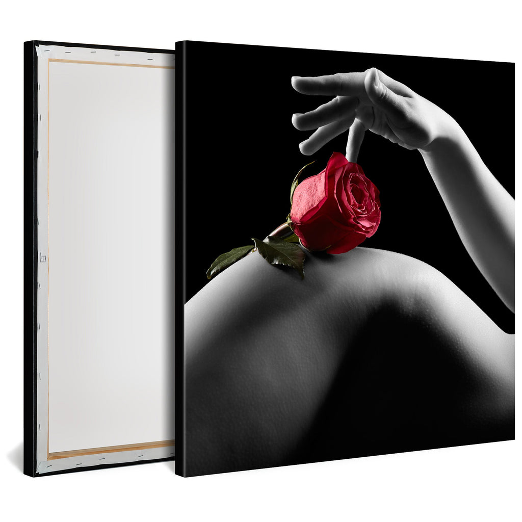 Tableau Moderne pas cher DST0008 - Courbes de corps féminin avec sa main et une rose - Tableau déco Glamour