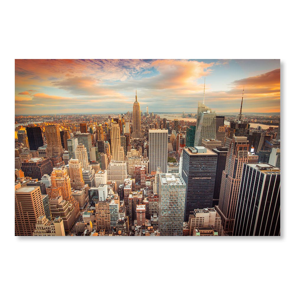 Modernes Design-Wanddekorationsgemälde DST0012 - Stadt New York in Luftaufnahme - Stadtdekorationsmalerei - Printadeco