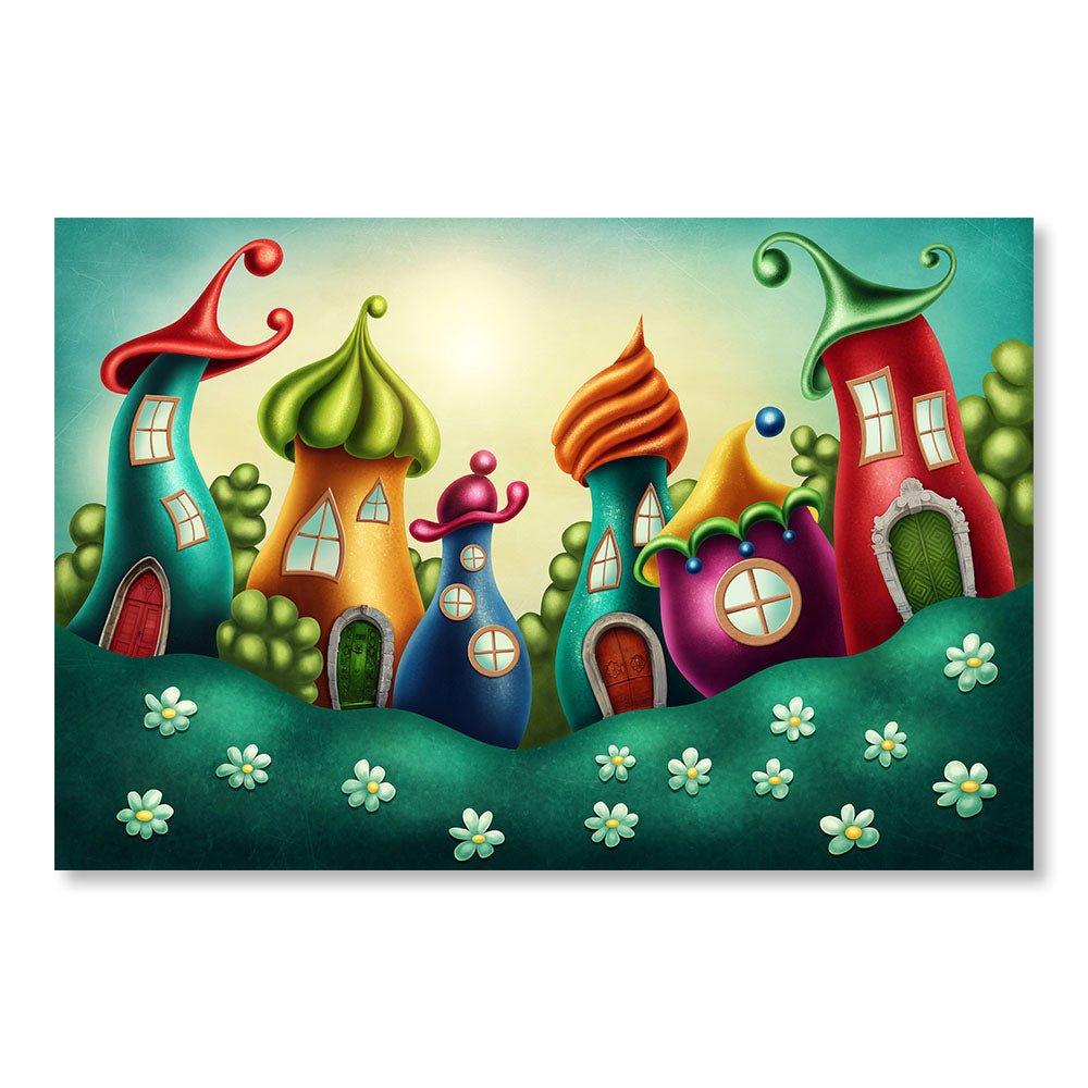 Modern Design Wall Decoration Painting DST0025 - Funny colorful houses - Decorative painting for children - Printadeco