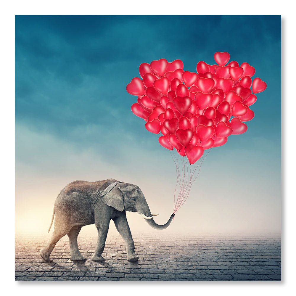 Modern Design Wall Decoration Painting DST0031 - Elephant Balloons Hearts - Printadeco