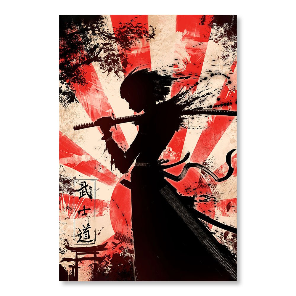 Modernes Design-Wanddekorationsgemälde DST0055 – Samurai-Frauen-Silhouette im japanischen Stil – dekoratives Fantasy-Gemälde – Printadeco