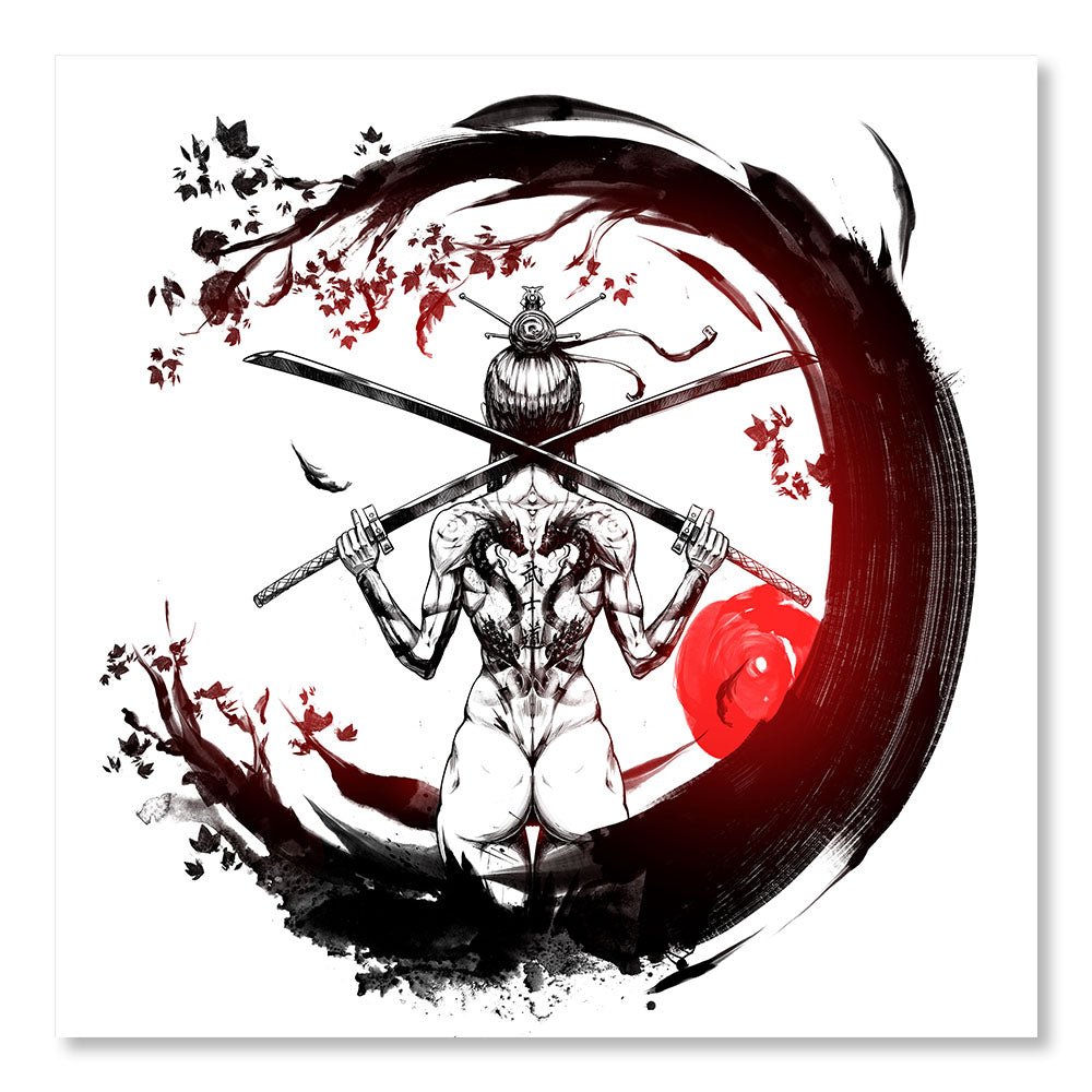 Modern Design Wall Decoration Painting DST0056 - Samurai girl from behind - Fantasy decorative painting - Printadeco