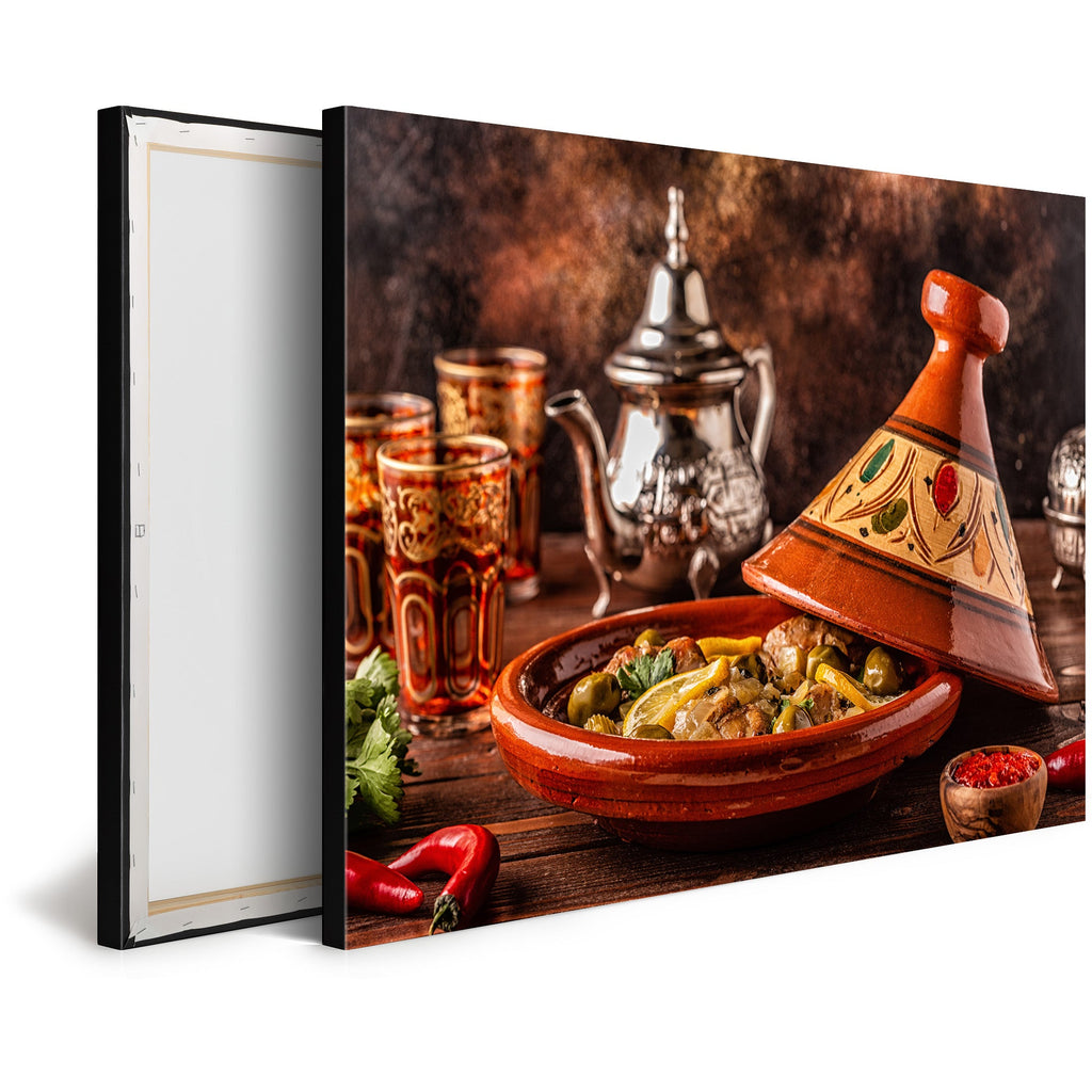 Tableau Moderne pas cher DST0066 - Tajine de Poulet Traditionnel Marocain au Poulet et Olives - Tableau déco pour cuisine ou salon