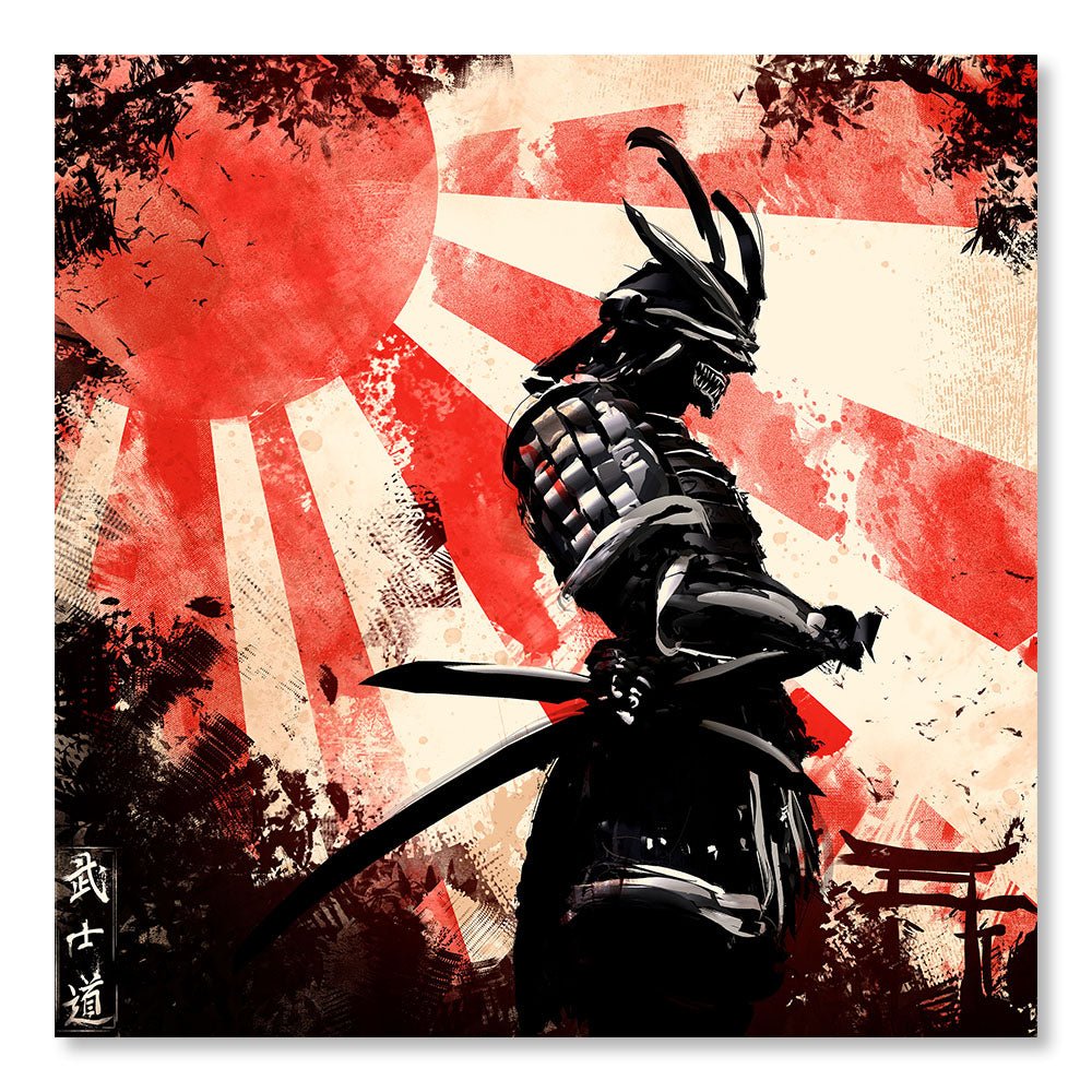 Modernes Design-Wanddekorationsgemälde DST0069 – Japanische Illustration eines Samurai mit einem Katana – Fantasie-Dekorationsgemälde – Printadeco