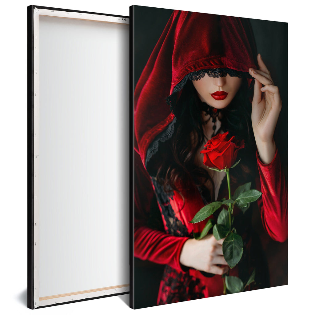 Tableau Moderne pas cher DST0071 - Femme vampire à la rose rouge - Tableau déco Fantastique