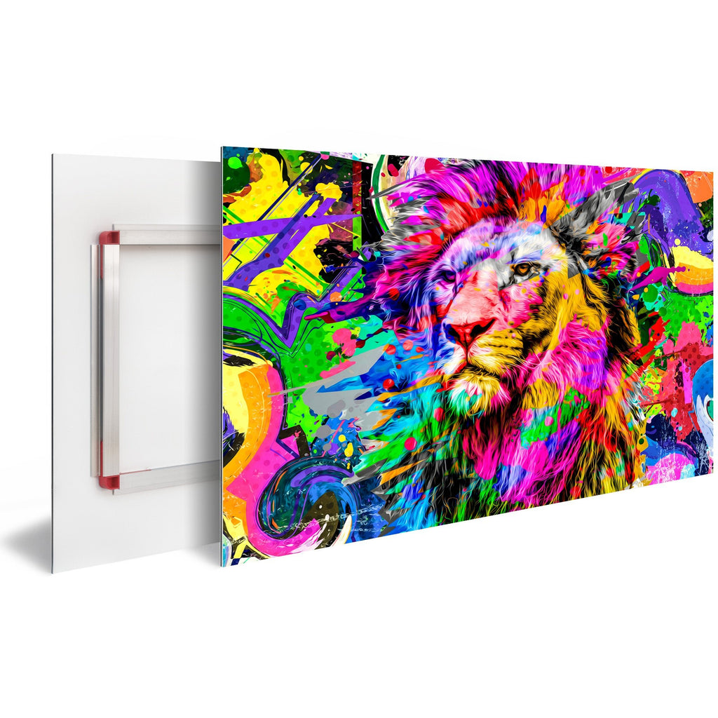 Tableau Décoration Murale Moderne Design DST0073 - Illustration créative Lion Multicolore - Tableau déco Coloré - Printadeco