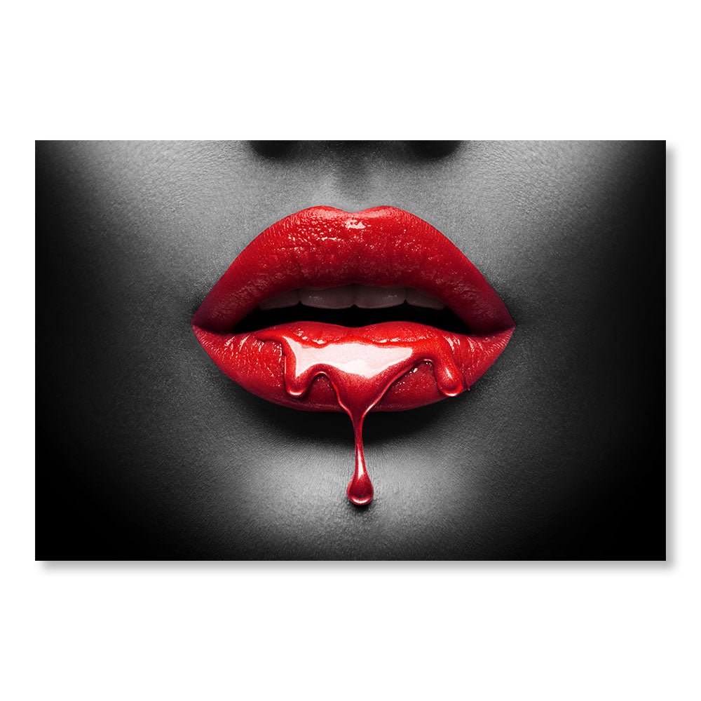 Modernes Design-Wanddekorationsgemälde DST0085 – Glamouröse sinnliche rote Lippen – Glamour-Dekorationsmalerei – Printadeco