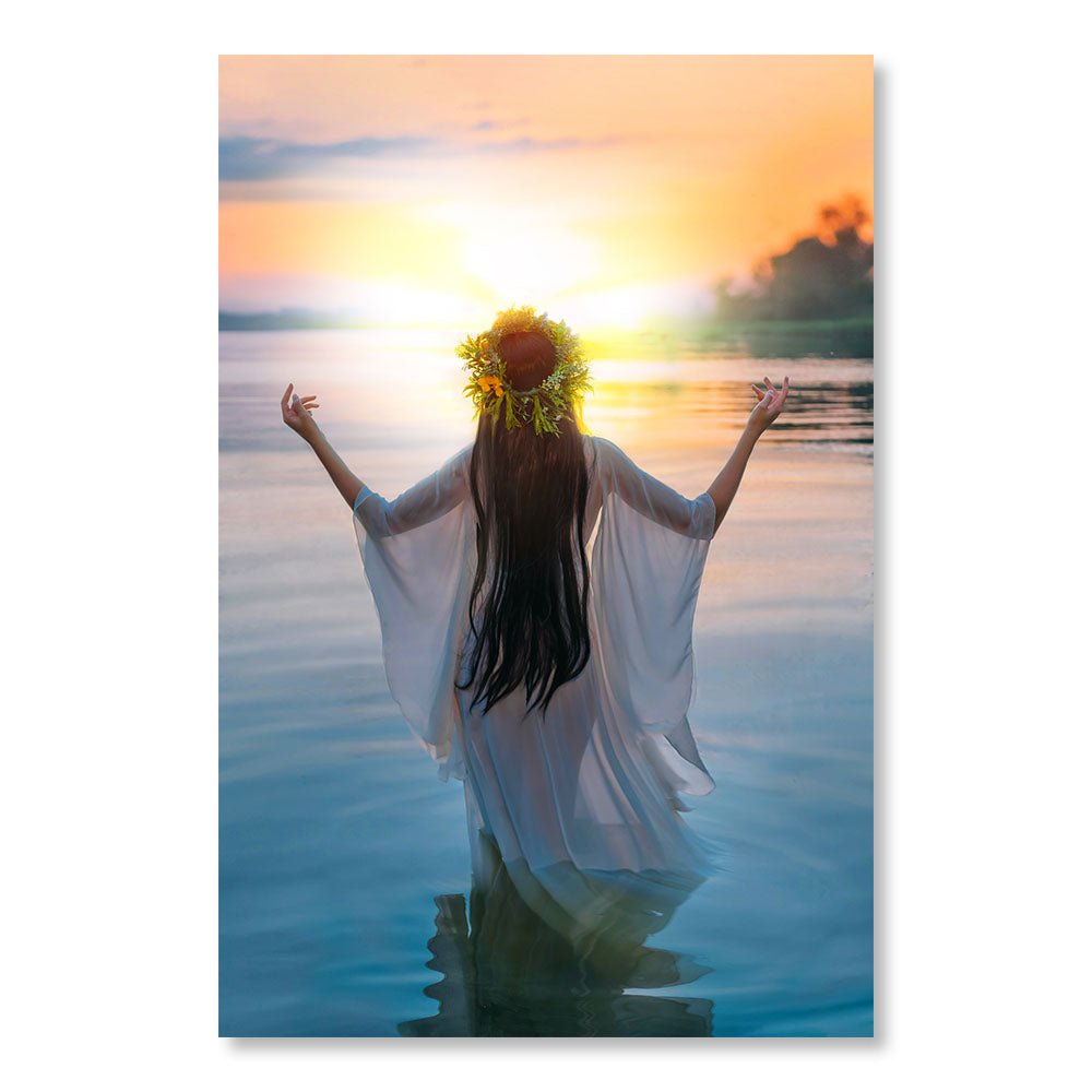 Modernes Design-Wanddekorationsgemälde DST0090 – Betrachtende Frau im Wasser – Fantastisches dekoratives Gemälde – Printadeco