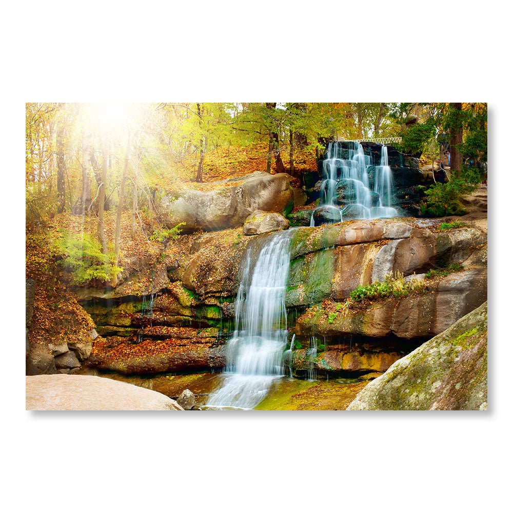 Modern Design Wall Decoration Painting DST0107 - Waterfall in a Forest in Autumn - Nature Decorative Painting - Printadeco