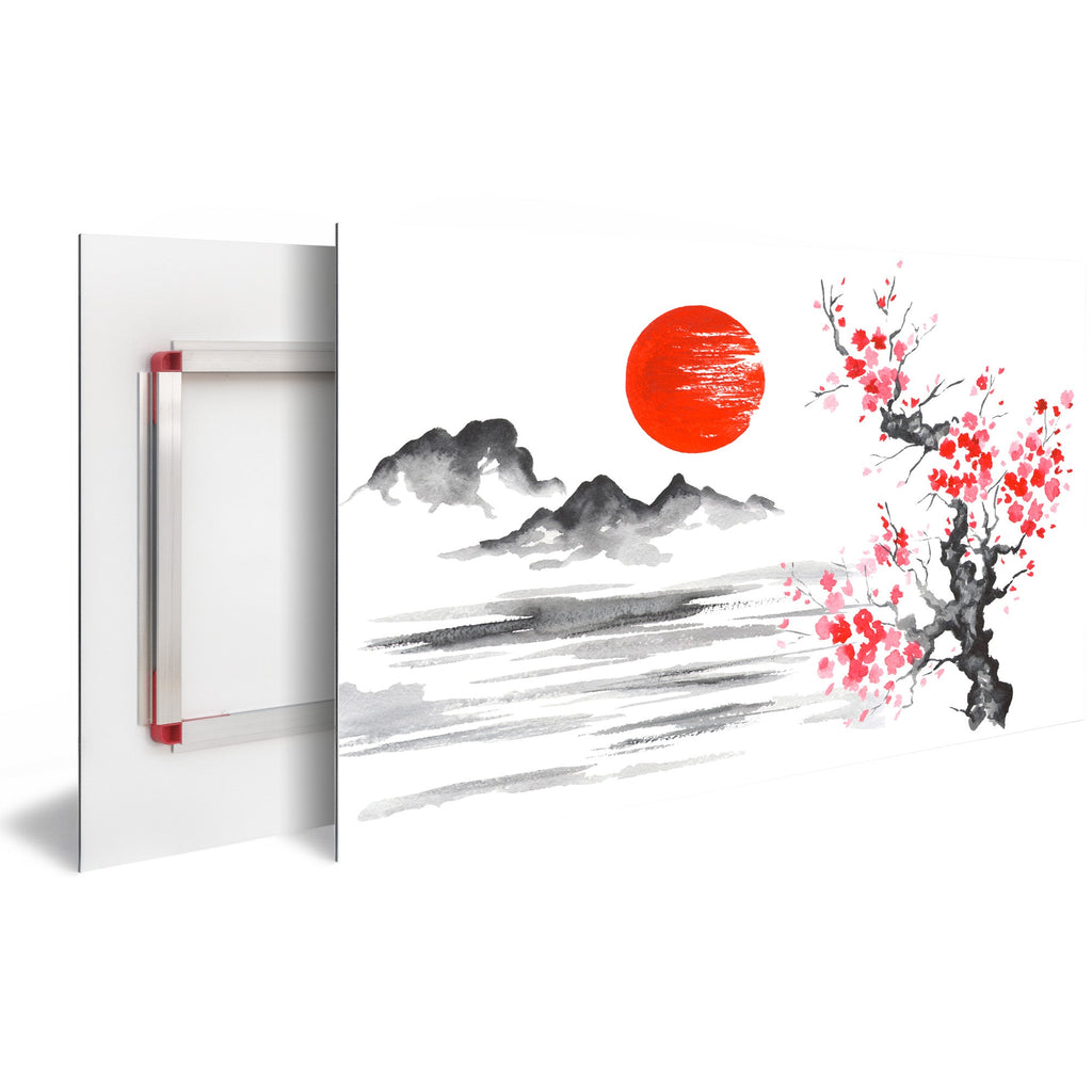 Tableau Moderne pas cher DST0150 -Illustration Cerisier Soleil style Japonais - Tableau déco Fantastique