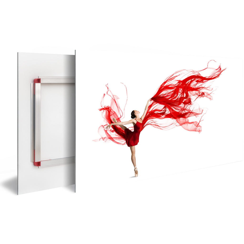 Tableau Moderne pas cher DST0184 - Danseuse classique avec un voile rouge sur fond blanc - Tableau déco Inspiration