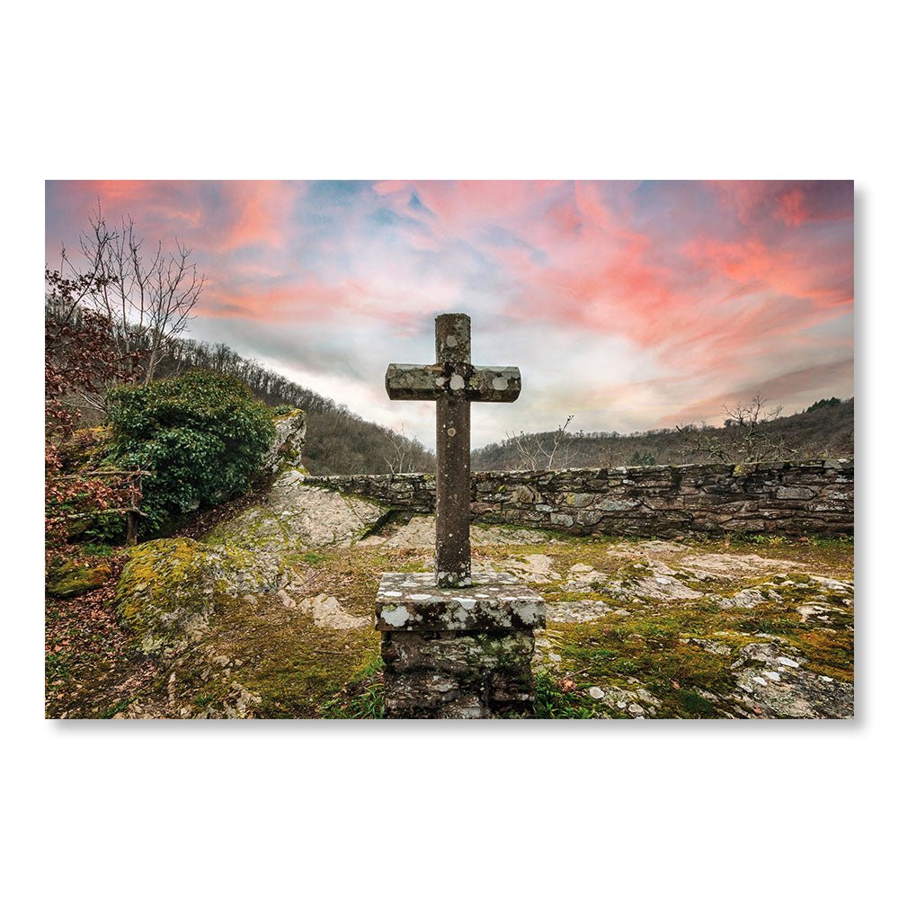Modern Design Wall Decoration Painting SBL0004 - Landscape with Cross in France - Nature Spirituality Decorative Painting - Printadeco