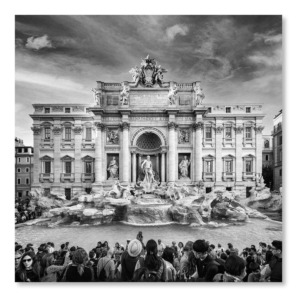 Günstige moderne Malerei SBL0006NB – Trevi-Brunnen Rom Italien – dekorative Schwarz-Weiß-Stadtmalerei