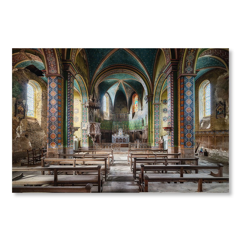 Modernes Design Wanddekoration Gemälde SBL0201 – Verlassene Harlekin Kirche in Frankreich – Dekorative Malerei Spiritualität Architektur – Printadeco