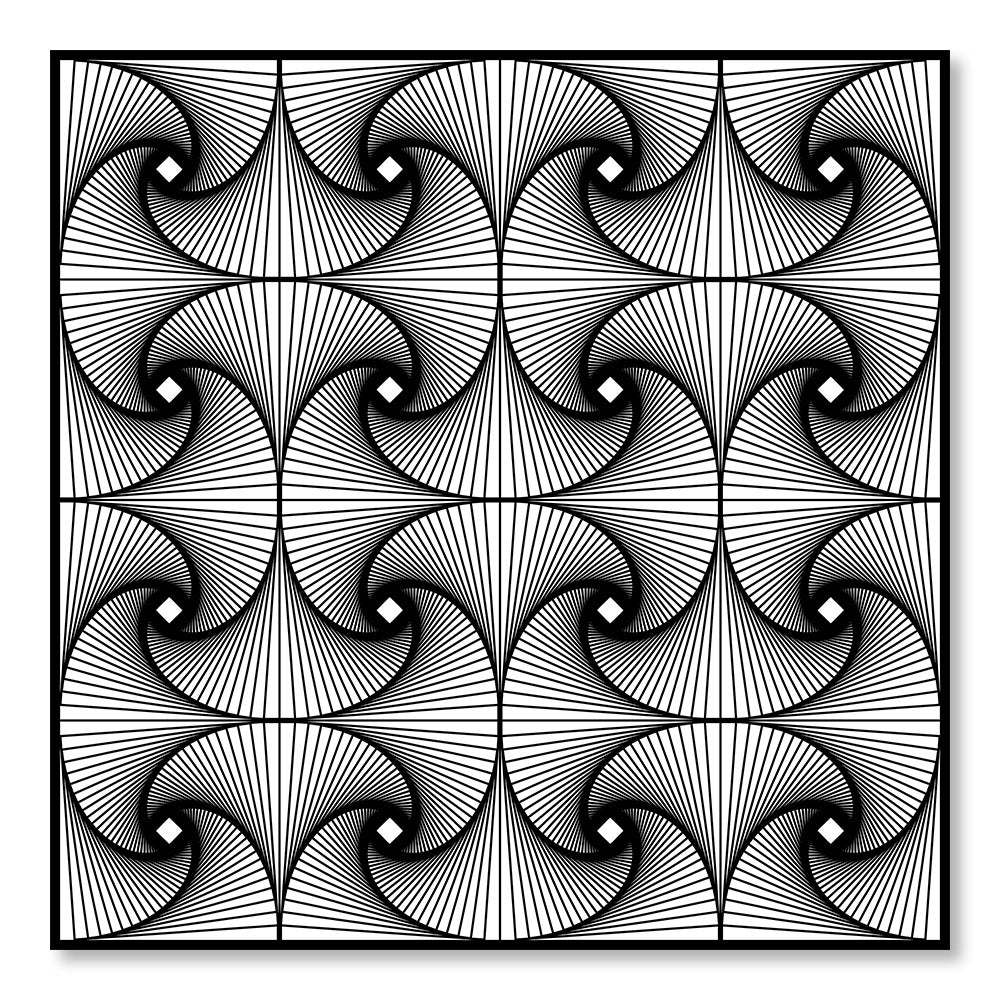Modernes Design-Wanddekorations-Gemälde SBL0266 – einfarbig geometrisch abstrakt schwarz und weiß basierend auf Quadraten – grafisches dekoratives Gemälde – Printadeco